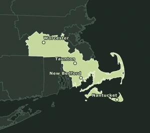 Area Code 774 geographic coverage map