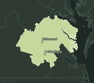 Area Code 804 geographic coverage map