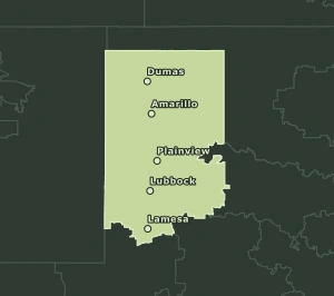 Area Code 806 geographic coverage map