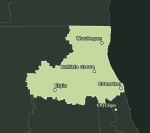 Area Code 847 geographic coverage map