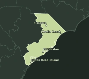 Area Code 854 geographic coverage map