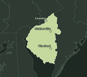 Area Code 856 geographic coverage map