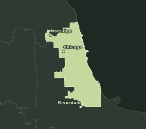 Area Code 872 geographic coverage map