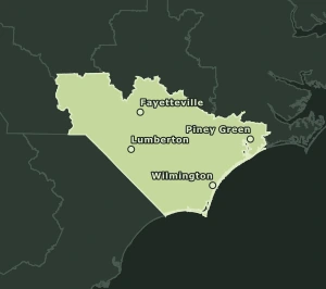 Area Code 910 geographic coverage map