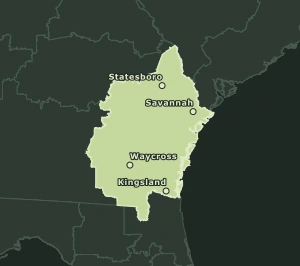 Area Code 912 geographic coverage map