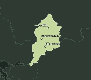 Area Code 916 geographic coverage map