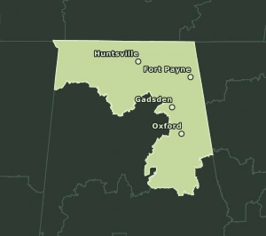 Area Code 938 geographic coverage map