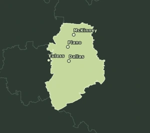Area Code 945 geographic coverage map