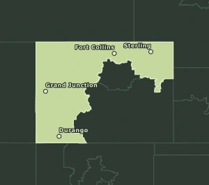 Area Code 970 geographic coverage map