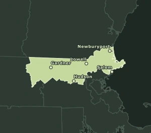 Area Code 978 geographic coverage map