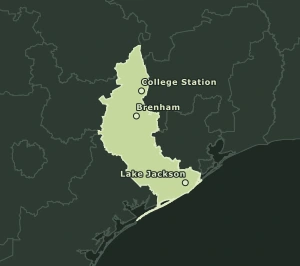 Area Code 979 geographic coverage map