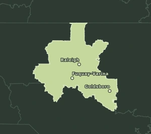 Area Code 984 geographic coverage map