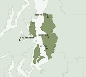 Area Code 206 geographic coverage map