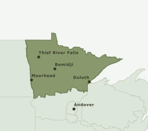 Area Code 218 geographic coverage map