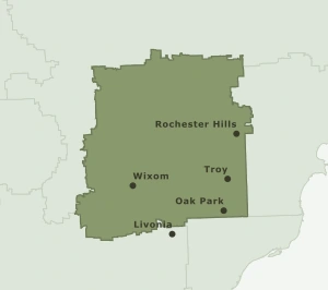 Area Code 248 geographic coverage map