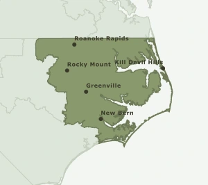 Area Code 252 geographic coverage map
