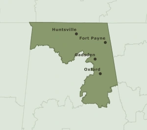 Area Code 256 geographic coverage map