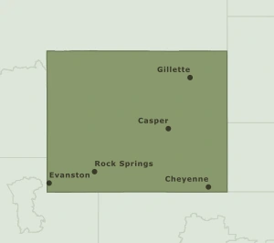 Area Code 307 geographic coverage map