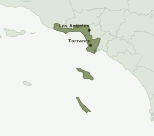 Area Code 310 geographic coverage map