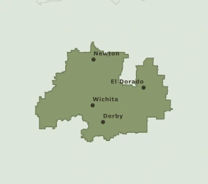 Area Code 316 geographic coverage map