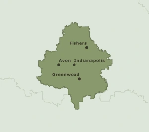 Area Code 317 geographic coverage map