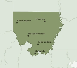 Area Code 318 geographic coverage map
