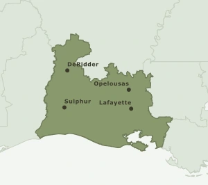 Area Code 337 geographic coverage map