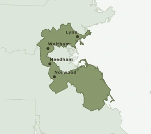 Area Code 339 geographic coverage map