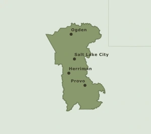 Area Code 385 geographic coverage map