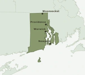 Area Code 401 geographic coverage map