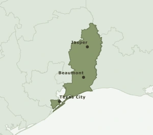 Area Code 409 geographic coverage map