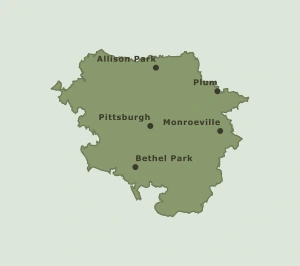 Area Code 412 geographic coverage map