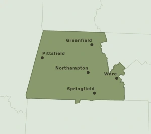 Area Code 413 geographic coverage map