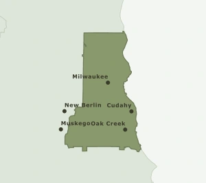 Area Code 414 geographic coverage map