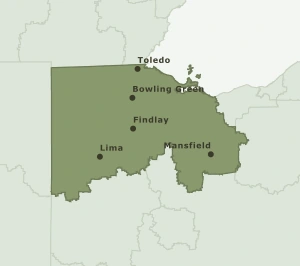 Area Code 419 geographic coverage map