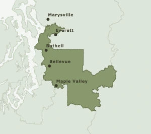 Area Code 425 geographic coverage map