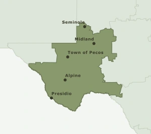 Area Code 432 geographic coverage map