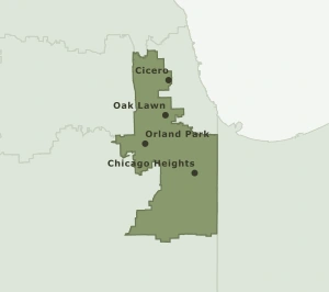 Area Code 464 geographic coverage map