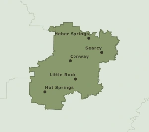 Area Code 501 geographic coverage map