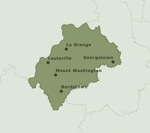 Area Code 502 geographic coverage map