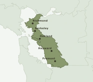 Area Code 510 geographic coverage map