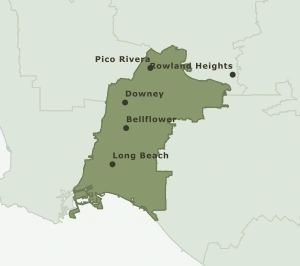 Area Code 562 geographic coverage map