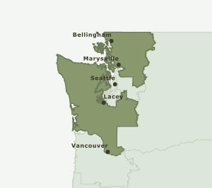 Area Code 564 geographic coverage map
