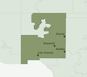 Area Code 575 geographic coverage map