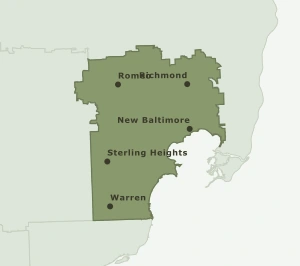 Area Code 586 geographic coverage map