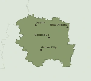 Area Code 614 geographic coverage map