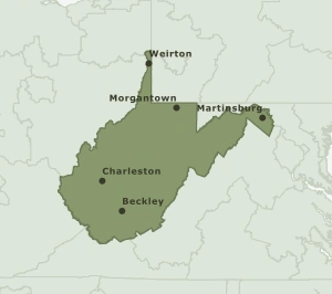 Area Code 681 geographic coverage map