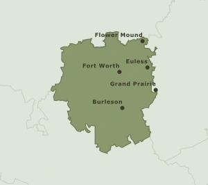 Area Code 682 geographic coverage map