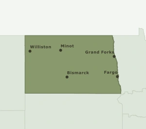 Area Code 701 geographic coverage map