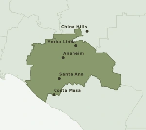 Area Code 714 geographic coverage map